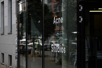 A Acne Studios sign, seen on July 07, 2020 in Berlin, Germany