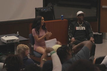 Brittany Renner and Deion Sanders of the Jackson State Tigers