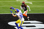 Cooper Kupp #10 of the Los Angeles Rams makes a touchdown catch over Eli Apple.