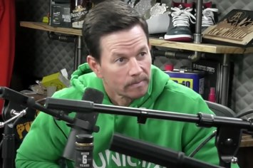 Mark Wahlberg is pictured at a microphone
