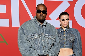 Ye and Julia Fox attend the Kenzo Fall/Winter 2022/2023 show as part of Paris Fashion Week