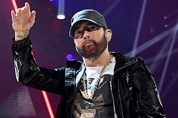 Eminem performs onstage during the 36th Annual Rock & Roll Hall Of Fame.