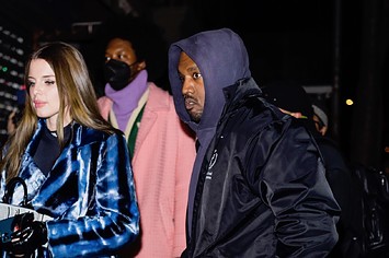 Julia Fox (L) and Kanye West are seen in Greenwich Village