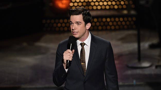 The 39-year-old comedian/former 'SNL' writer is now a member of the Five-Timers Club. Mulaney talked about his intervention, sobriety, his son, and more.