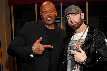 Dr. Dre and Eminem backstage at Rock & Roll Hall of Fame