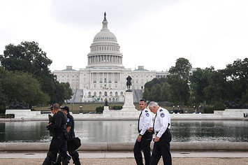 Members of the U.S. Capitol Police, including chief Tom Manger