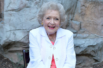 Betty White is pictured smiling for camera