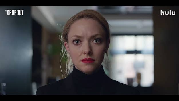 Hulu's 'The Dropout' chronicles the meteoric rise and stunning fall of former Theranos CEO Elizabeth Holmes, played here by Amanda Seyfried. 