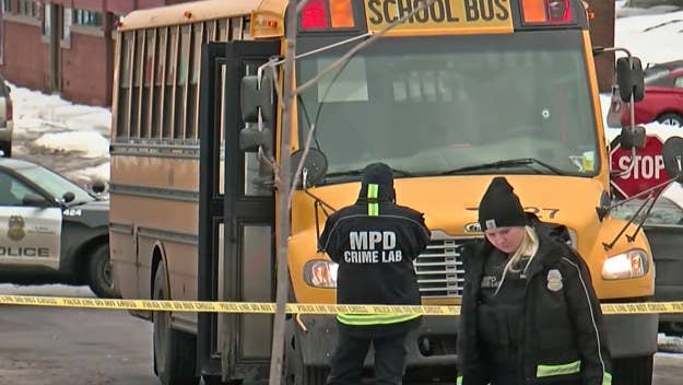 Photos from the scene show a bullet hole in the bus' front windshield. Per authorities, three young children were on board at the time of the shooting.