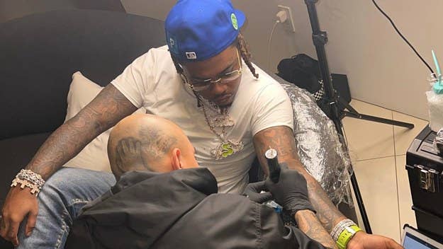 Gunna's "Pushing P" phrase has become permanently tattooed on his body. The 'DS4EVER' rapper took to Instagram on Monday to reveal the new ink.