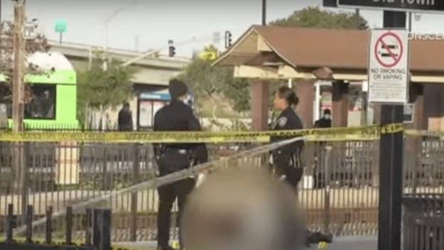 San Diego police are searching for a man they say was unprovoked when he pushed another man off a Subway platform and into an oncoming train on Saturday.

