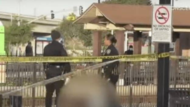 San Diego police are searching for a man they say was unprovoked when he pushed another man off a Subway platform and into an oncoming train on Saturday.