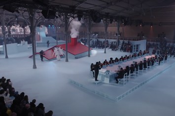 An overhead view of a Louis Vuitton show is pictured