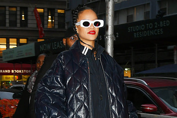 Rihanna is seen wearing sunglasses