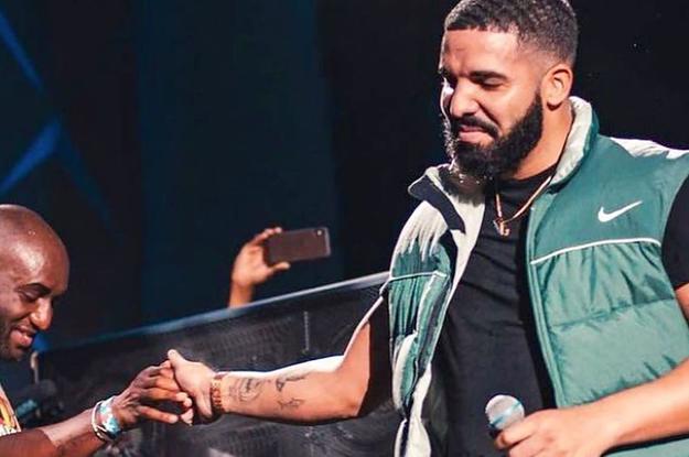 Drake Performs wearing a Louis Vuitton by Virgil Abloh Vest, and