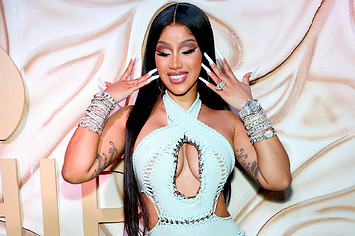 Cardi B is seen posing on the red carpet