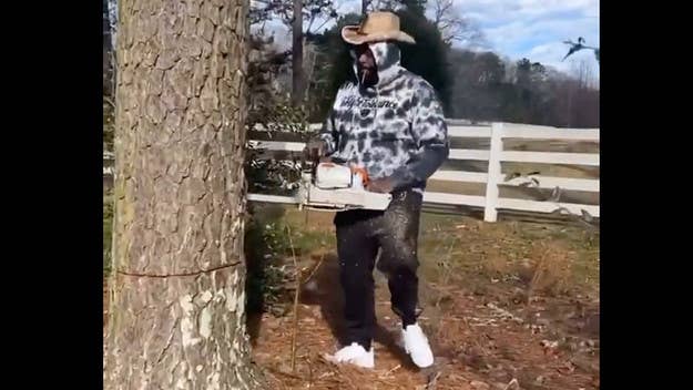 Rick Ross gave fans an inside look at his lumberjack aspirations, after he decided he needed to chop down 10 massive oak trees on his property.