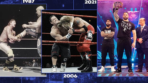 From John Cena wearing Reebok Pumps back in the 2000s to Roman Reigns rocking Air Jordan 4s to the ring today, here is a timeline of sneakers in pro wrestling.