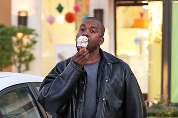 Kanye West is seen eating an ice cream cone