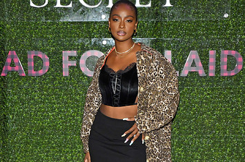 Justine Skye is pictured on a red carpet