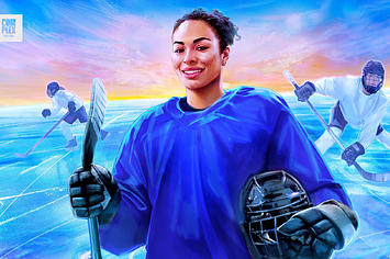 An illustration of Canadian Olympic hockey star Sarah Nurse