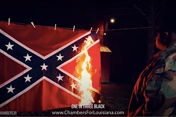 Louisiana Senate Candidate Burns Confederate Flag
