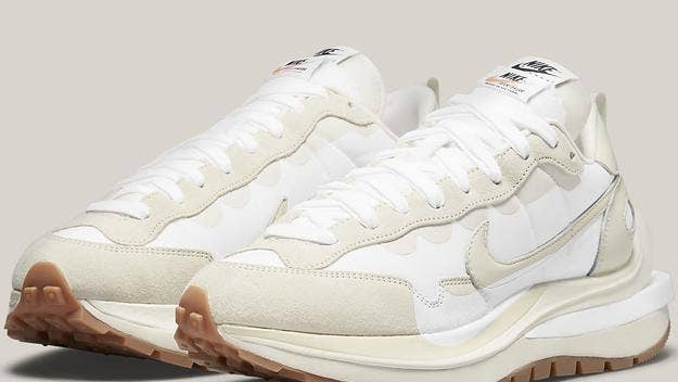 Official images of the 'Sail' Sacai x Nike VaporWaffle collab surfaces. Click here to learn more about the drop including official release date details.