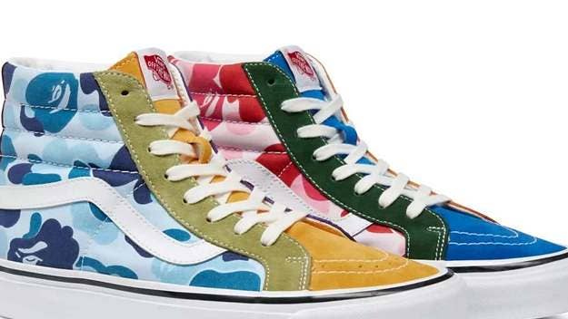 After releasing their first collaboration together in Fall '21, Bape and Vans are working together again on Sk8-Hi and Old Skool sneakers. Find out more here.