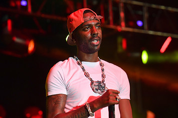 Rapper Young Dolph performs on stage during the Parking Lot Concert series.