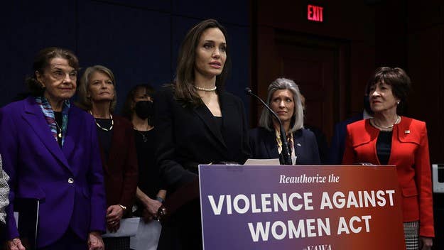 Jolie made an emotional plea to U.S. senators while advocating for VAWA, which supports responses to domestic violence, sexual assault, and more.