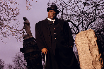 The Notorious B.I.G. is pictured outside