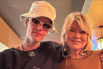 Justin Bieber and Martha Stewart posing in Instagram photo