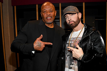 Dr Dre and Eminem standing together