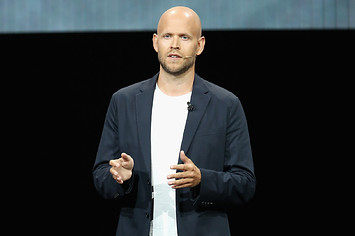 The CEO of Spotify is shown wearing a blazer