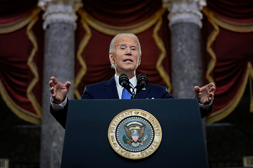 President Joe Biden delivers remarks on the one year anniversary of the January 6 attack on the U.S. Capitol