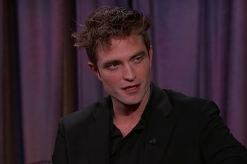 Robert Pattinson is pictured speaking