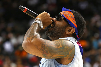 Rapper Jim Jones performs during week four of the BIG3 three on three basketball league at Barclays Center