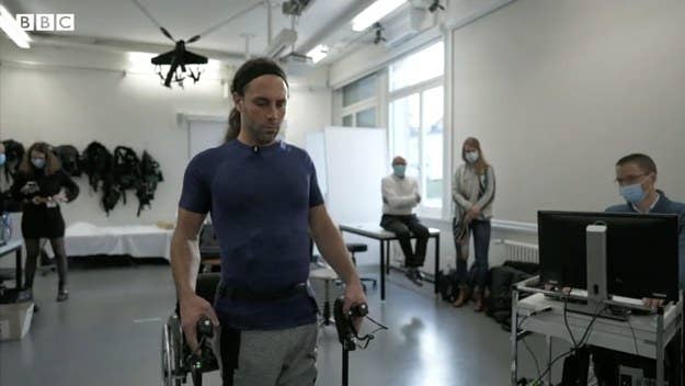An Italian man whose spine was severed after a motorcycle accident has been able to walk again after an implant was surgically attached to his spine.