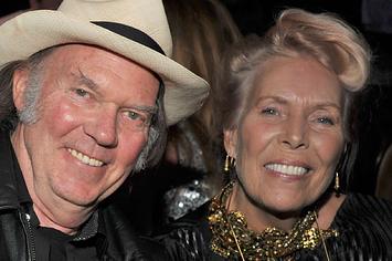 Singers Neil Young and Joni Mitchell attend Clive Davis and The Recording Academy's 2012 Pre-GRAMMY Gala
