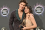 Shawn Mendes and Camila Cabello pose for photo together.