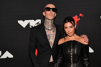 Travis Barker and Kourtney Kardashian at the MTV Video Music Awards in September, 2021.
