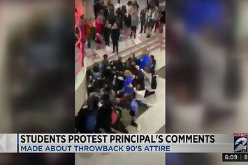 Students protest comments made by principal.