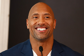 Dwayne Johnson attends the press conference of Paramount Pictures 'HERCULES.'