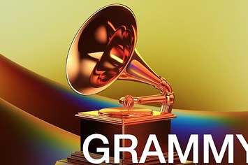 A logo for the 2022 Grammys is shown.