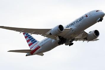 An American Airlines flight is spotted in the air