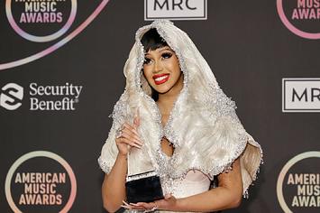 Cardi B, winner of the Favorite Hip-Hop Song award, poses in the Press Room at the 2021 American Music Awards