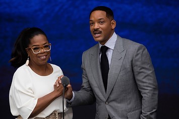Entertainers Oprah Winfrey and Will Smith speak at the opening of the National Museum of African American History and Culture