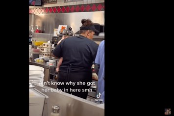waffle house employee working with crying baby goes viral