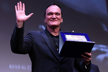 Quentin Tarantino appears at the Rome Film Festival