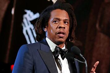 Jay-Z speaks at his Rock and Roll Hall of Fame induction